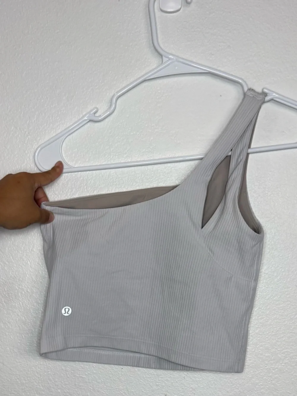 Lululemon Ribbed Nulu Asymmetrical Yoga Tank Top Bone